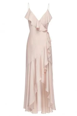 Shona Joy LUXE BIAS FRILL WRAP DRESS - PORCELAIN DRESSES