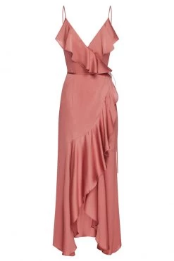 Shona Joy LUXE BIAS FRILL WRAP DRESS - ROSE DRESSES