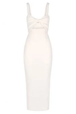 Shona Joy SIMONE FITTED CUT OUT MIDI DRESS - IVORY DRESSES