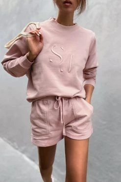 Shona Joy SJ LOGO SWEATER - ROSE DUST TOPS