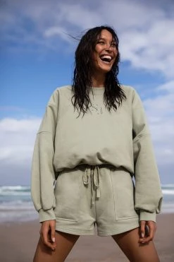 Shona Joy TOPS SJ LOGO BATWING SWEATER - SAGE