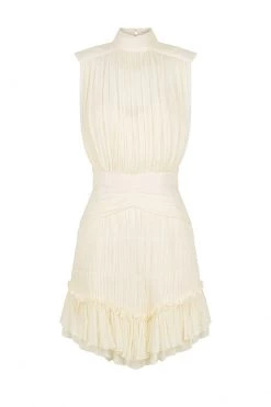 Shona Joy VICTORIA SLEEVELESS RUCHED MINI DRESS - CREAM DRESSES